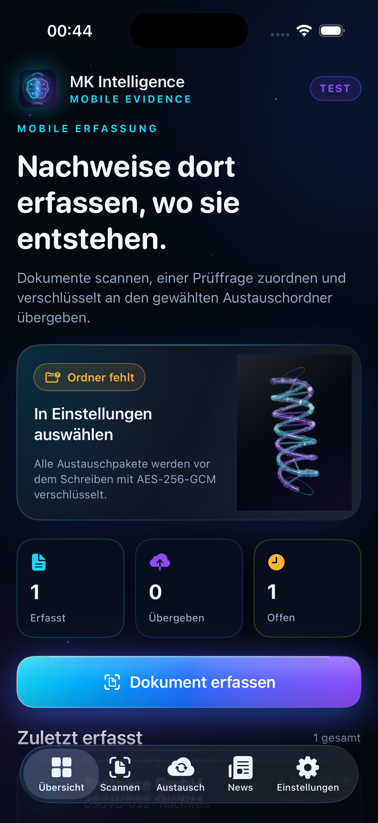 MK Intelligence auf dem iPhone mit Scan- und Prüfkontext